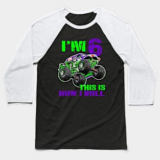 Monster Trucks Are My Jam 6th Birthday Boy years old Baseball T-Shirt